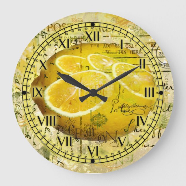 Postcard Lemons Große Wanduhr (Vorderseite)