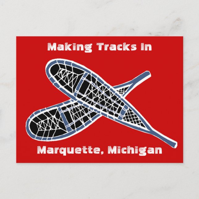 Postcard ~ Making Tracks Schneeschuhe Schneeschuhe Postkarte (Vorderseite)