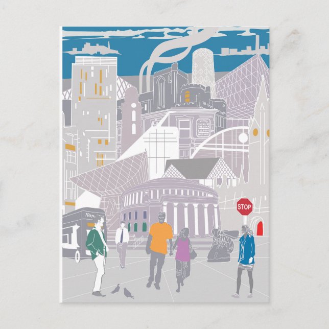 Postcard Manchester Illustration Artwork Postkarte (Vorderseite)
