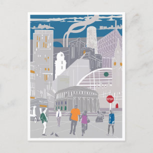 Postcard Manchester Illustration Artwork Postkarte