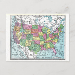 Postcard: Map of United States, 1921 Postkarte