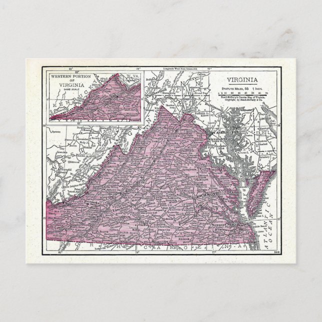 Postcard: Map of Virginia, 1921 Postkarte (Vorderseite)