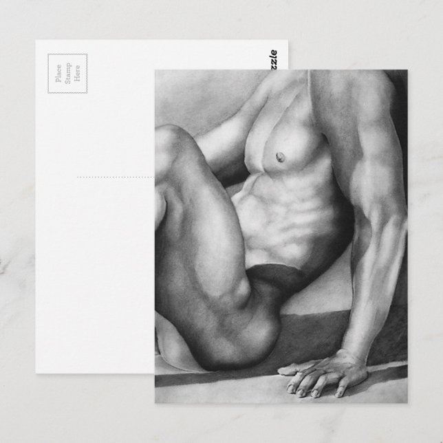 Postcard Masculine Art Male-nude Bodybuilder Model Postkarte (Vorne/Hinten)