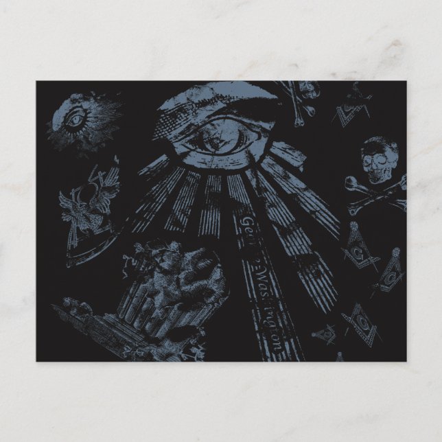 Postcard Masonic Fantasy Blue Postkarte (Vorderseite)