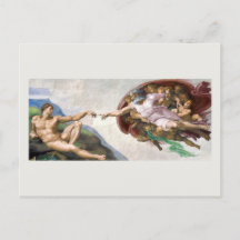 POSTCARD : MICHELANGELO: DIE ERRICHTUNG VON ADAM