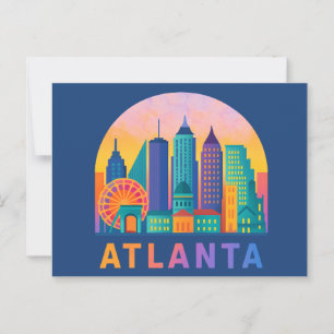 Postcard Modern Atlanta Georgia Skyline Blue Postkarte
