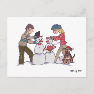 POSTCARD Newlyweds "Merry Me" Feiertagspostkarte