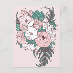 Postcard Peony Bunny Postkarte