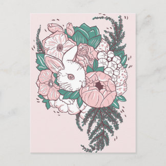 Postcard Peony Bunny Postkarte
