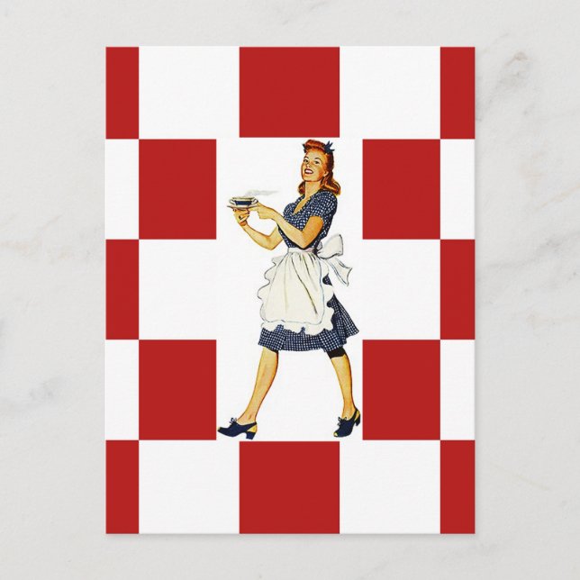 Postcard Retro checkers Squares Diner Til Look Postkarte (Vorderseite)