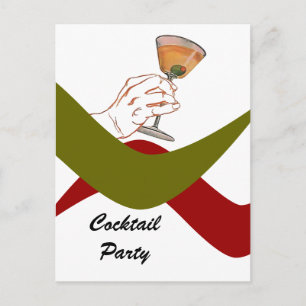 Postcard Retro Housewarming Cocktail Party Martini Einladungspostkarte