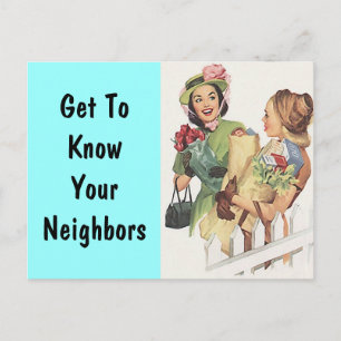 Postcard Retro Neighbhood Social Block Party PC Einladungspostkarte