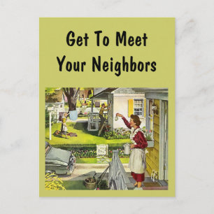 Postcard Retro Neighbhood Social Block Party PC Einladungspostkarte