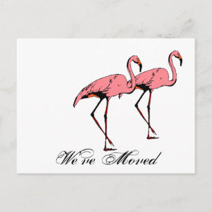 Postcard Retro Wir haben neue Adresse Flamingo PC Ankündigungspostkarte