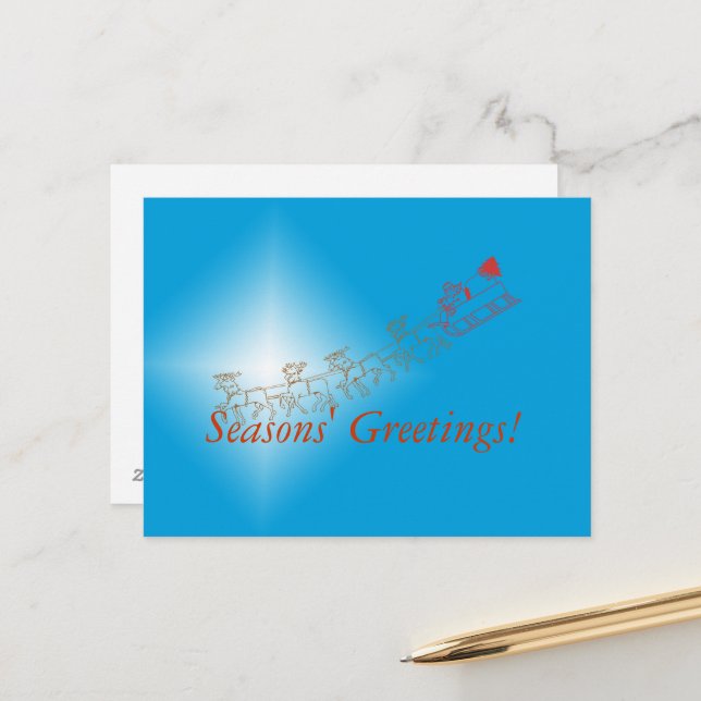 Postcard - Sleigh - Grüße Postkarte (Vorderseite/Rückseite Beispiel)
