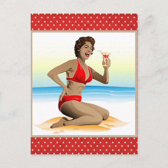Postcard Sommerliches Button mit Cocktail Postkarte (Vorderseite)