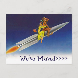 Postcard Spaß Retro Wir haben neue Adresszeile ver Ankündigungspostkarte
