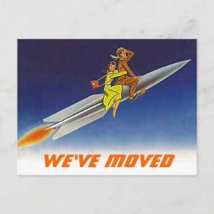 Postcard Spaß Retro Wir haben neue Adresszeile ver Ankündigungspostkarte