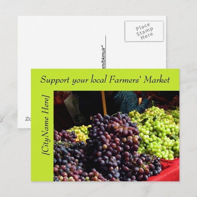 Postcard - Support Bauern Markt - Trauben Postkarte (Vorne/Hinten)