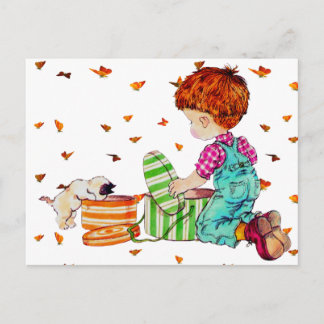 Postcard The boy and the dog Postkarte