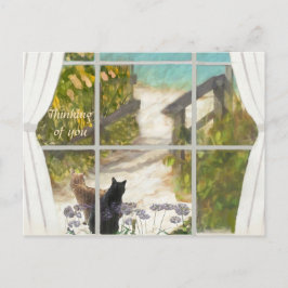 POSTCARD THINKING OF YOU Cats and Ocean  Postkarte