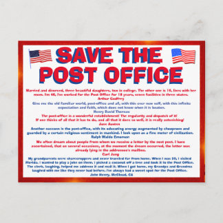 Postcard to SAVE THE POSTOFFICE !!! with quotes 6 Postkarte