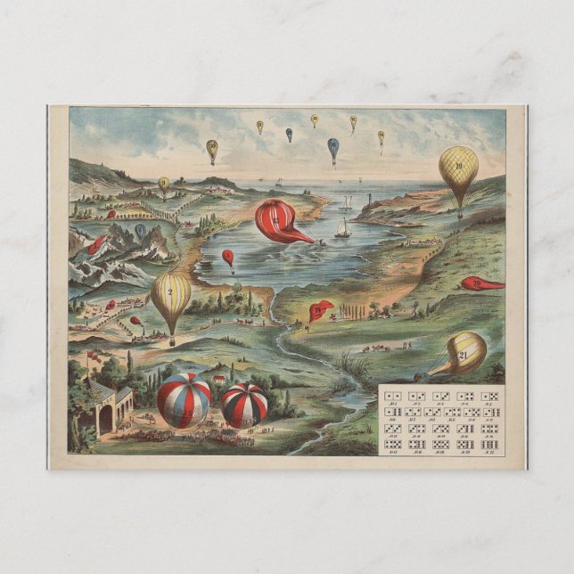 Postcard-Vintag Art-Hot Air-Ballons 1 Postkarte (Vorderseite)