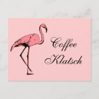 Postcard Vintag Flamingo Coffee Klatsch Einladung