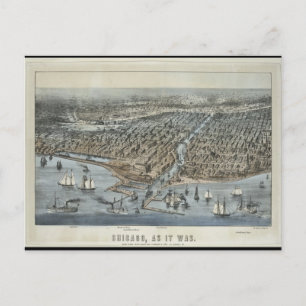 Postcard-Vintag Maps-Chicago wie 1872 Postkarte