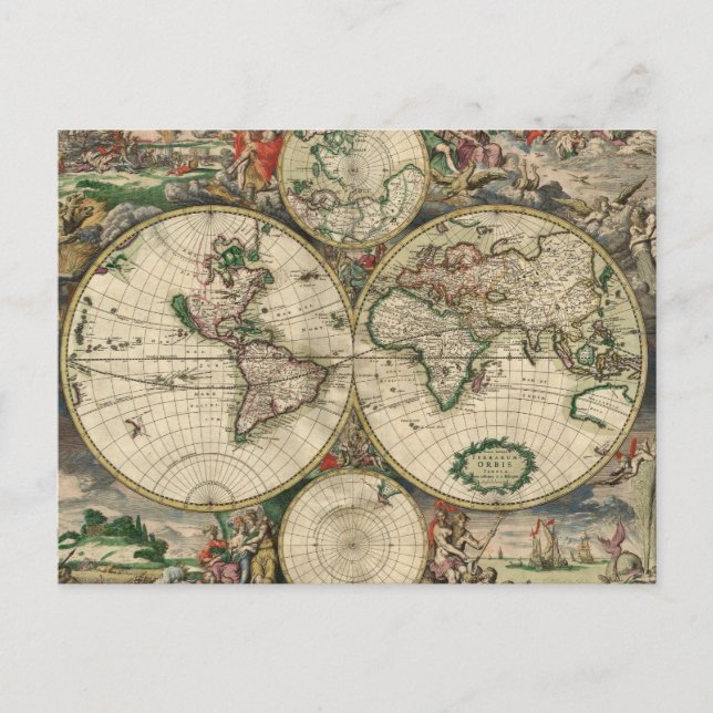 Postcard Vintag World Map 1689 Postkarte (Vorderseite)