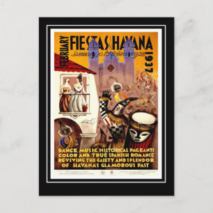 Postcard Vintage Travel Fiesta Havanna Postkarte