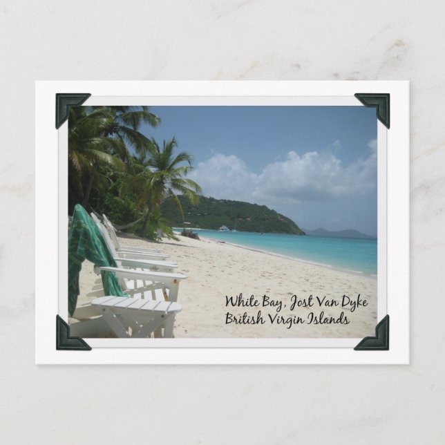 Postcard White Bay, Jost Van Dyke, BVI Postkarte (Vorderseite)