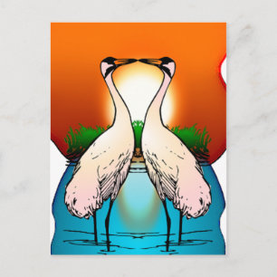 Postcard-Whooping Crane Love Birds Postkarte
