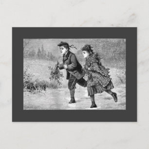 Postcard - Winter Scene Black & White Postkarte