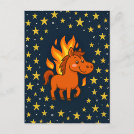 Postcard with a red horses postkarte