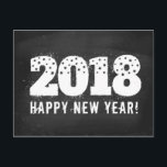 Postcard with text of 2018 on chalkboard. New Year Feiertagspostkarte<br><div class="desc">Retro postcard of a 2018 on chalk board. Vintage greeting card for New Year 2018.</div>