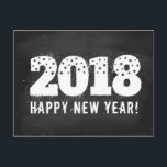 Postcard with text of 2018 on chalkboard. New Year Feiertagspostkarte<br><div class="desc">Retro postcard of a 2018 on chalk board. Vintage greeting card for New Year 2018.</div>
