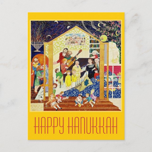 PostcardART. GLÜCKLICHES CHANUKKA Feiertagspostkarte (Vorderseite)