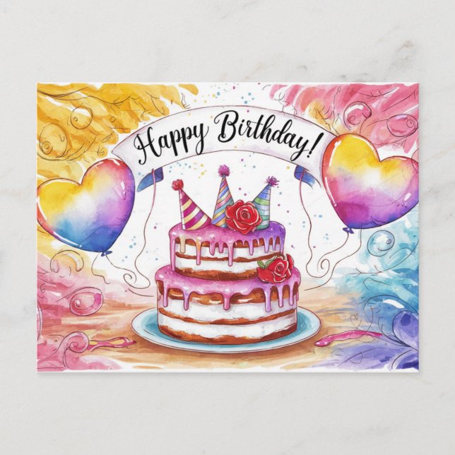 Postcards Happy Birthday Gateau 10 Postkarte (Vorderseite)