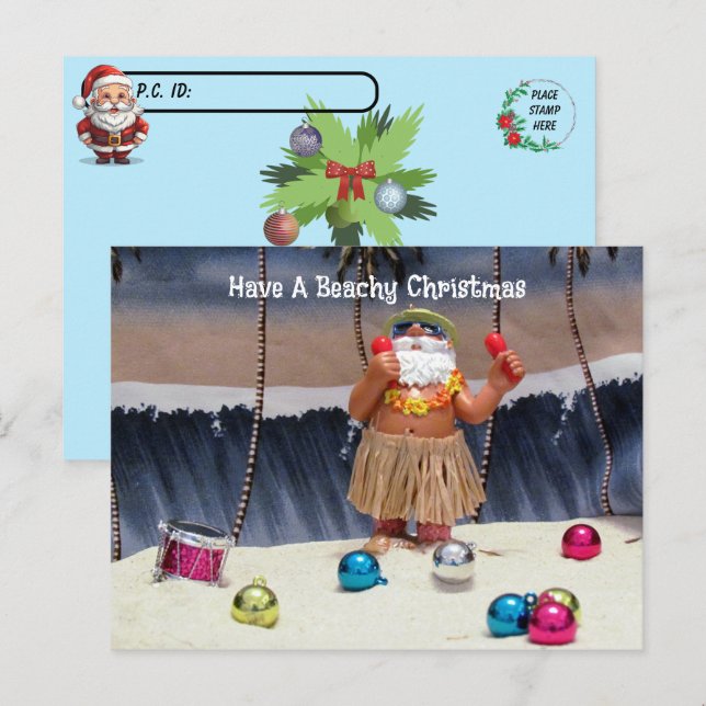 Postcross - Santa Claus Beach Party Weihnachten Postkarte (Vorne/Hinten)