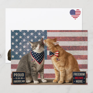Postcrossing - USA Patriot Cats Flat Card Dankeskarte