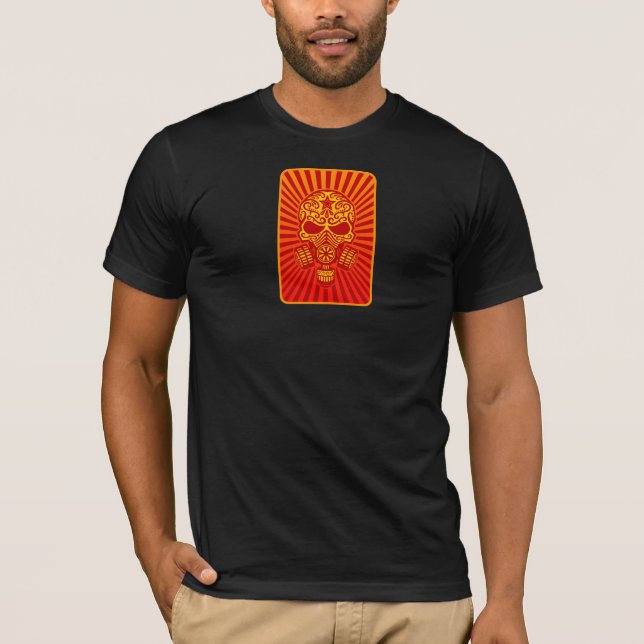 Posten-apokalyptischer Zuckerschädel, rot T-Shirt (Vorderseite)
