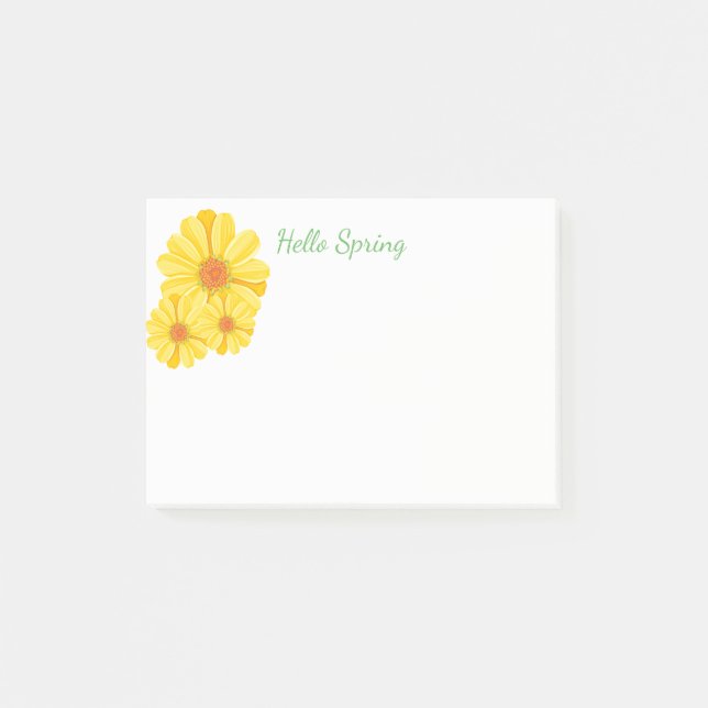 Posten-es-Anmerkung-Gelbe Blumen Post-it Klebezettel (Vorderseite)
