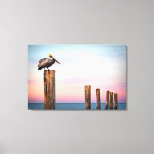 Posten u. ein Strand des Pelikan-  Fort Myers, Leinwanddruck