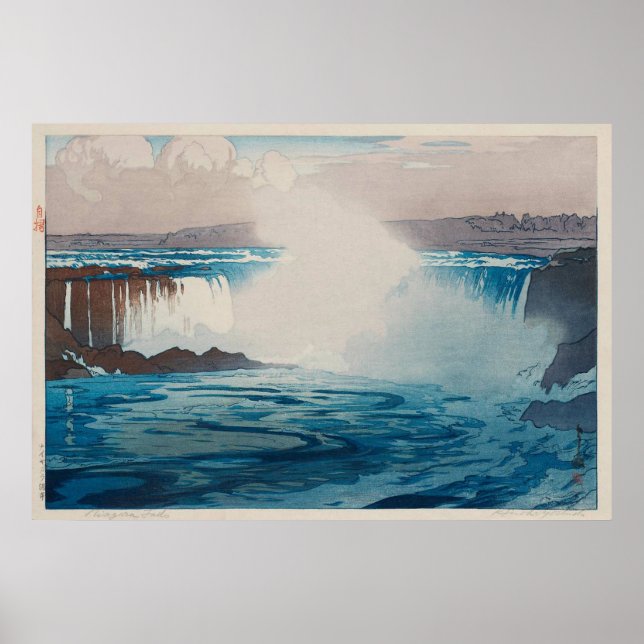 Poster ナ Parc ガ 布, Niagara Falls, Hiroshi Yoshida, Woodcu (Devant)