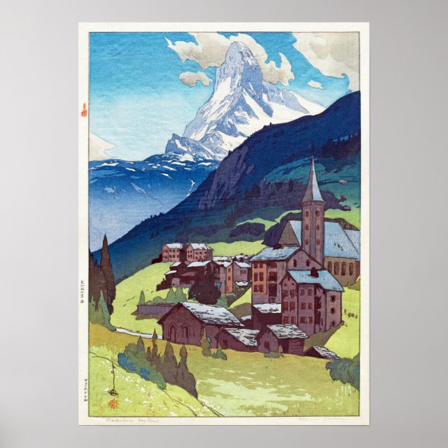 Poster マ'hiroshi Yoshida, タ'équitation, Hiroshi, Woodcut (Devant)
