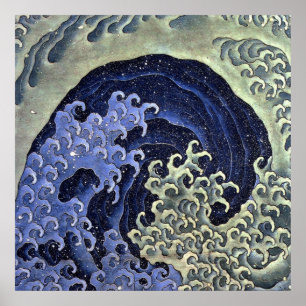 Poster 北 斎 波 の, 北 Vague Hokusai 斎 Hokusai, Hokusai