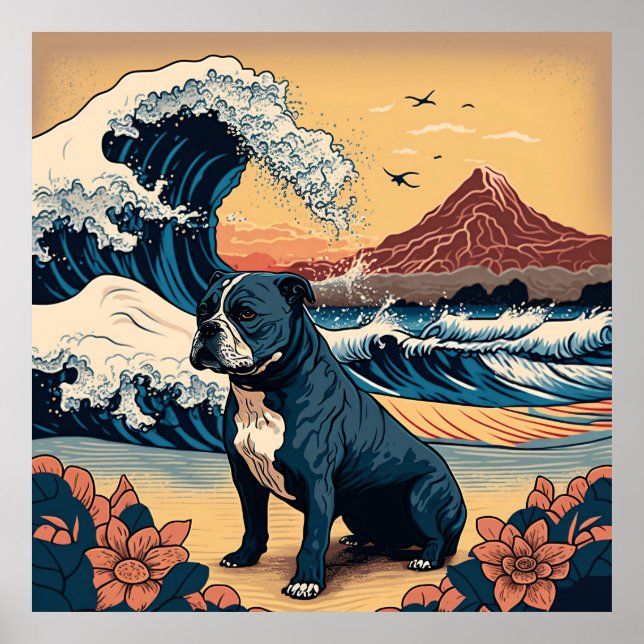 POSTER 日本の伝統的なヴィンテージデザインを使用したアート作品　フレンチブルドッグ犬 (Devant)