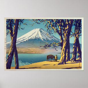 Poster 晩秋の富士山, Mt.Fuji in autumn, Hasui Kawase, Woodcut