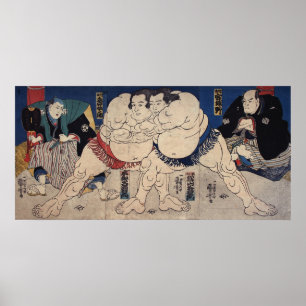 Poster 相 撲, 国 芳 Sumo Wrestling, Kuniyoshi, Ukiyo-e
